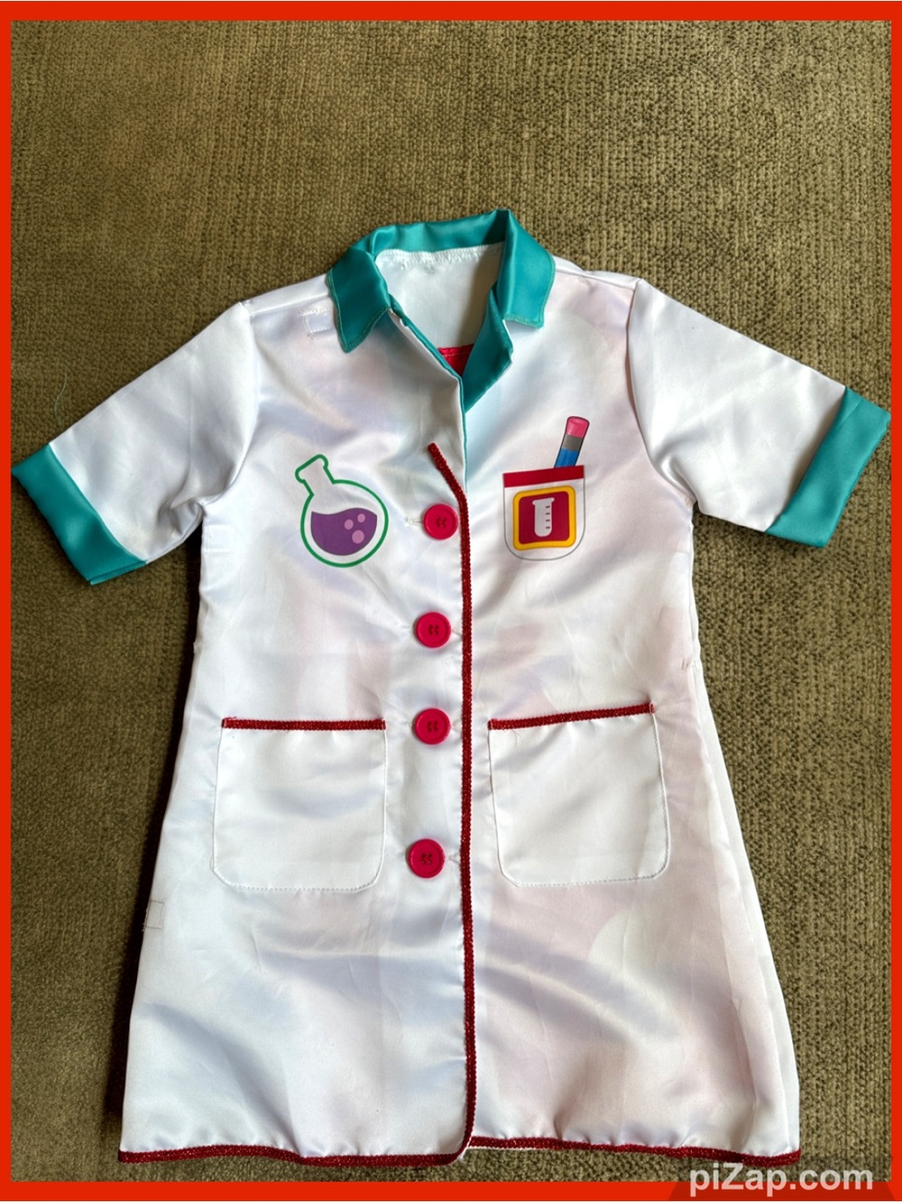 🩺 Kids' Scientist Lab Doctor Coat - White with Teal & Pink Accents Sz 4-6x